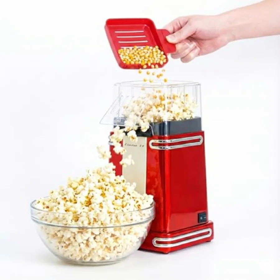 

Retro Electric Popcorn Maker Hot Air Popper Oil-Free Mini Popcorn Machine with 8-Cup Ccity 900W Air Popcorn Maker Compact Count