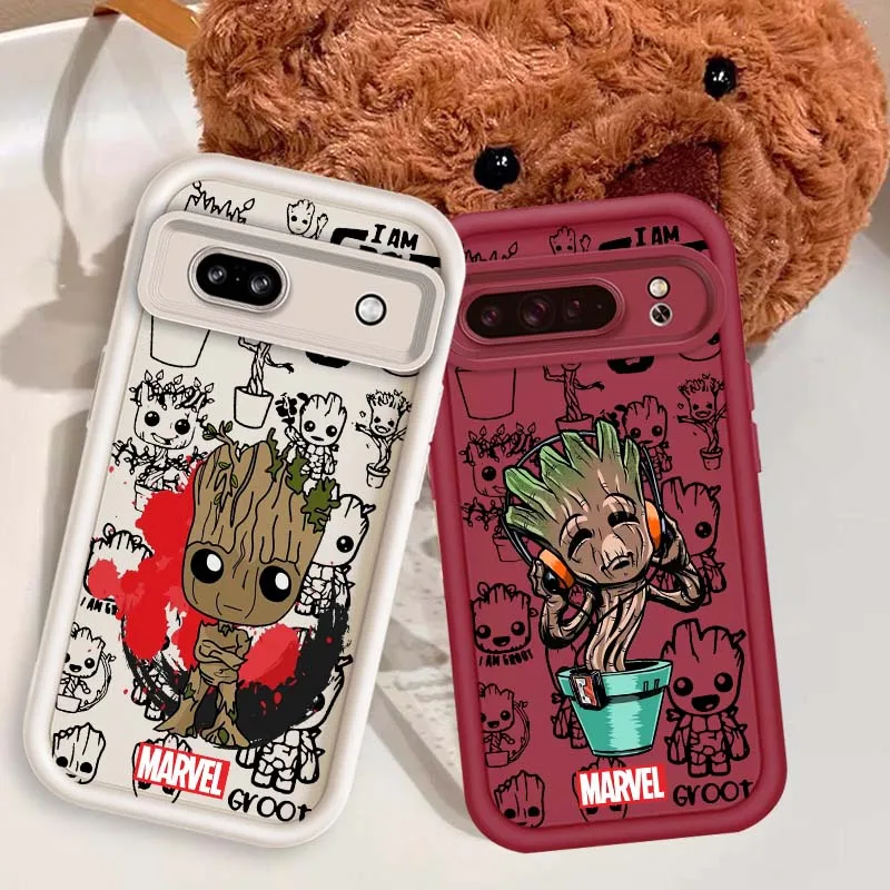 

Marvel Comics Groot For Google Pixel 9 8A 8 7 7A Pro XL 5G Eye Ladder Soft TPU Shockproof Cover