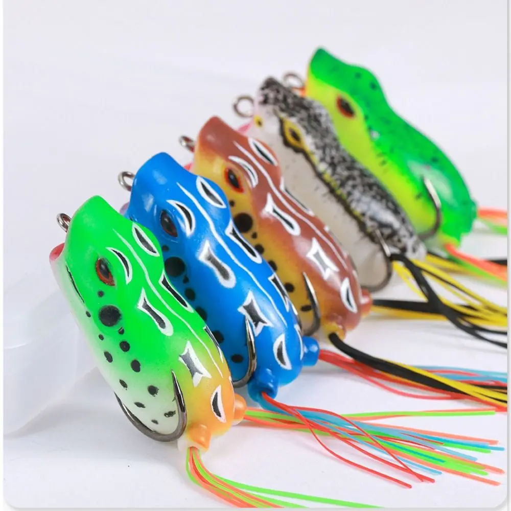 Silicone Fishing Lure Fishing Accessories 5.3cm/11g Colored Double Hook Lure High Carbon Steel Tail Frog