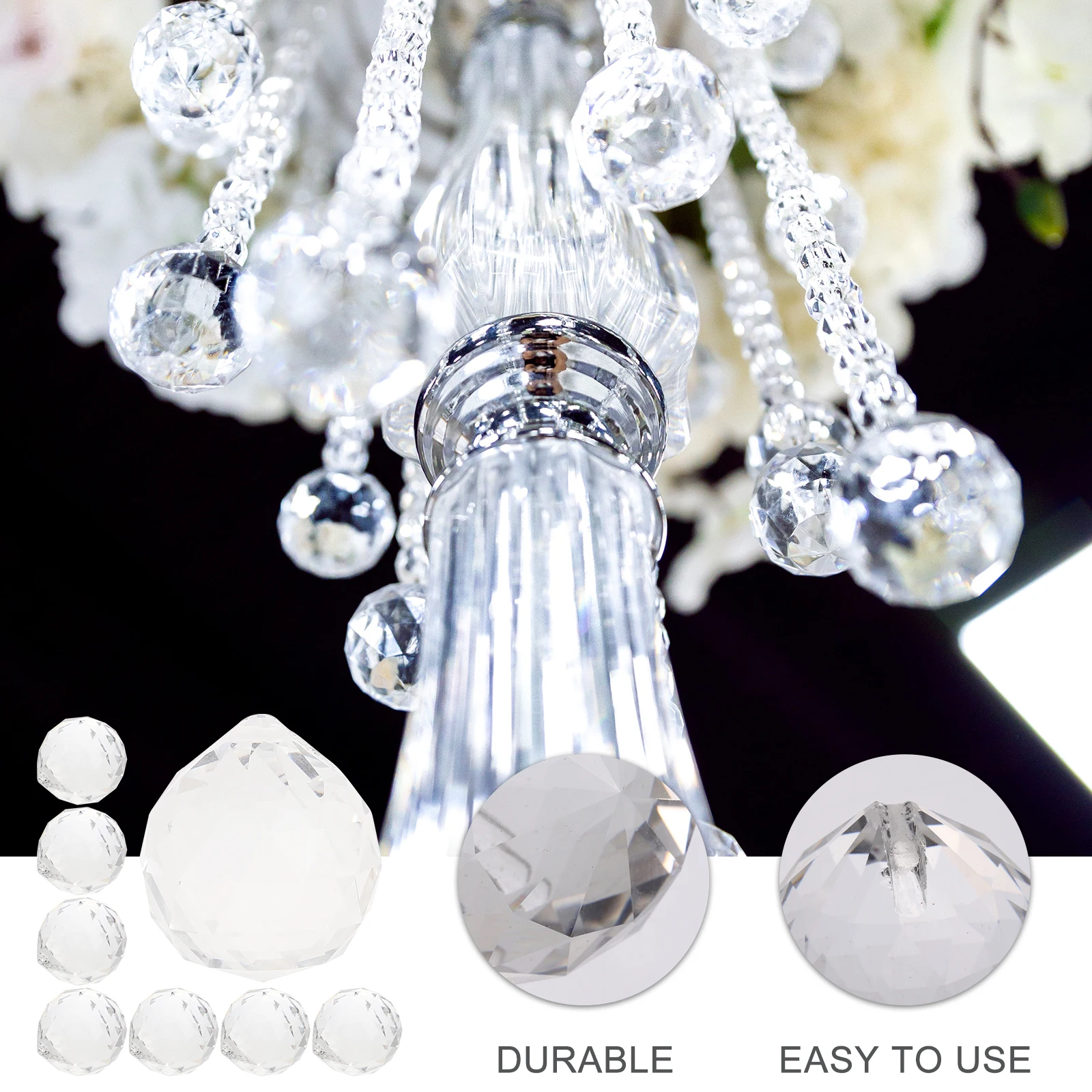 

10Pcs Hanging Clear Crystal Ball Prisms Decorative Pendants for Sun Catchers Windows Chandelier Lamps Romantic Decor