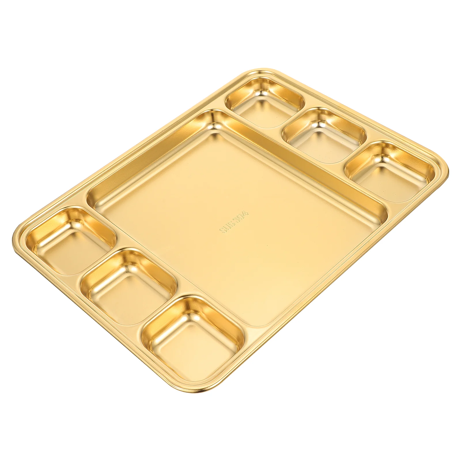 

Stainless Steel Grid Dinner Plates Food Container Korean Divided Dish Child Serving Barbecue