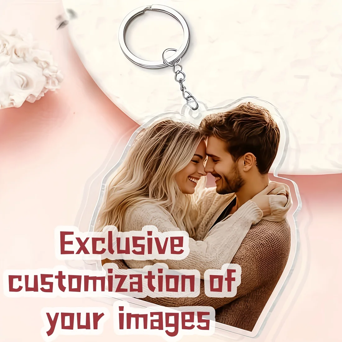 Custom Photo Acrylic Keychain, Personalized Picture Key Ring, Customized Image Keychain, Transparent Acrylic Pendant, Couple Mem
