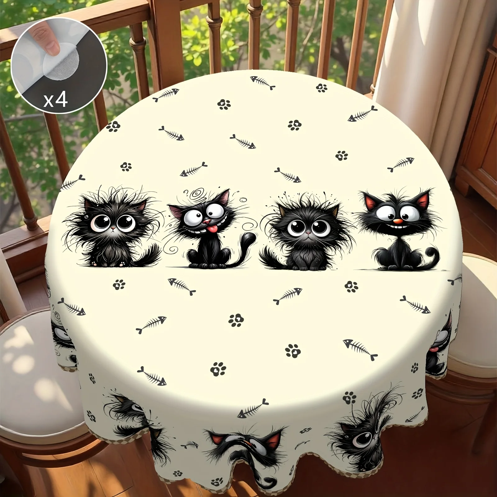 Special for Halloween and Christmas, 1-piece Halloween and Christmas black cat-themed tablecloth.zyc