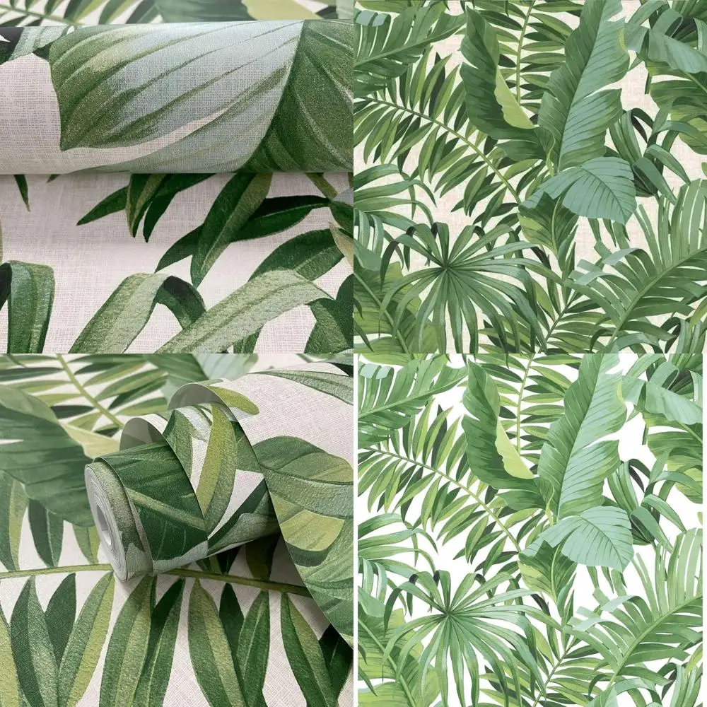 

Green 2744-24136 Palm Leaf Patterned Wallpaper by Alfresco