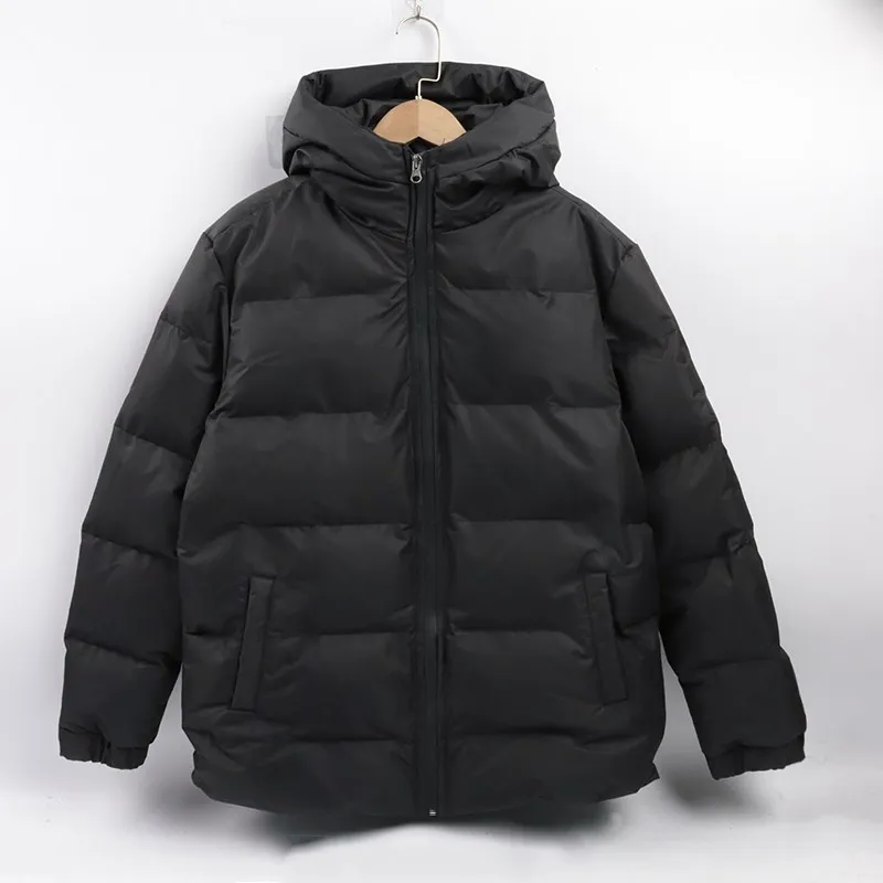 

Thiened Winter Outdoor Cotton Jaet Hooded Men's Casual Sle Pure Color ex Loose Fit Waterproof Zipper Closure