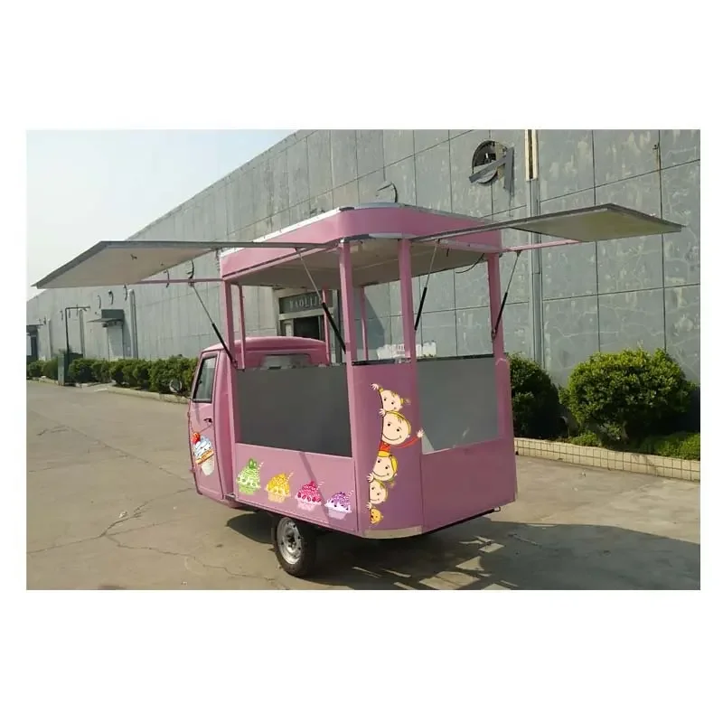 Usa Pink Electric Food Truck with Full Kitchen for Sale Motorcycle Gelato Ice Cream Cart with Freezer Wedding Mobile Coffee Bar