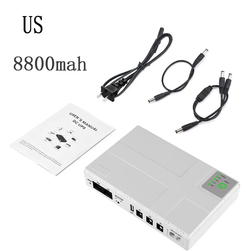 Adaptateur de routeur optique Cat Mini UPS, alimentation sans interruption, alimentation de secours CC, AC 110V, 220V à DC 5V, 9V, 12V, 15V, 24V