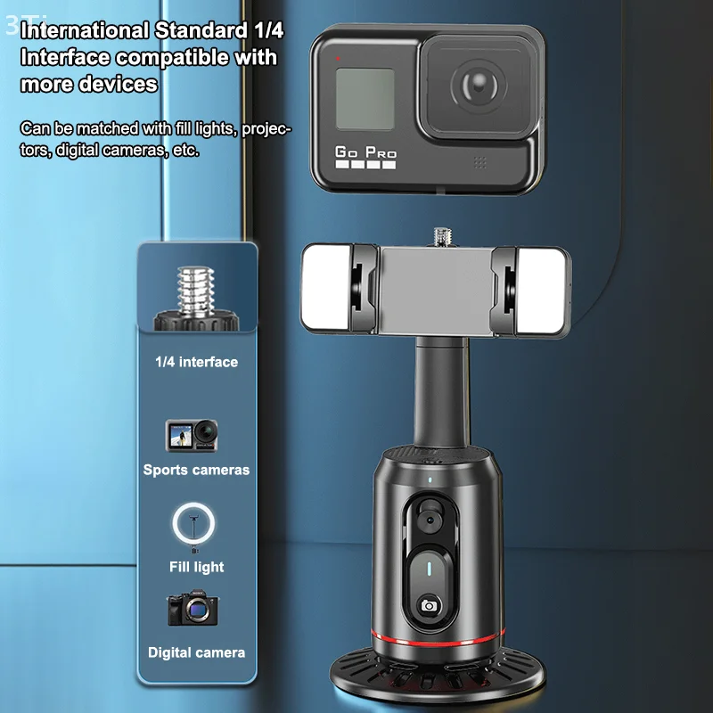 360 °   การหมุนGimbal Stabilizer AIการติดตามใบหน้าอัตโนมัติผู้ถือโทรศัพท์เดสก์ท็อปติดตามGimbalพร้อมรีโมทสําหรับLive Vlogingวิดีโอ