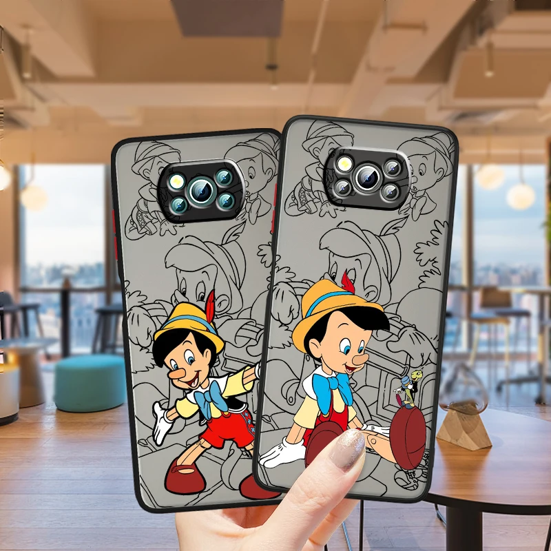 Disney Pinocchio Cute Frosted Translucent For Xiaomi Mi Poco X5 X4 X3 M6 M5S M5 M4 M3 F5 F4 F3 F6 Pro 5G Back Phone Case