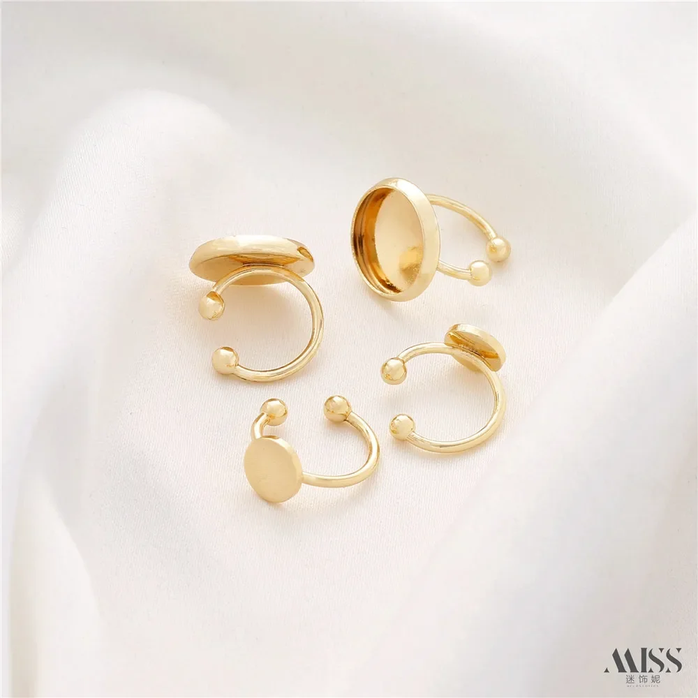 14K Gold-plated Disc Base, Gemstone Disc, Empty Ear Bone Clip, DIY Ear Hole Free Earrings, Ear Accessories