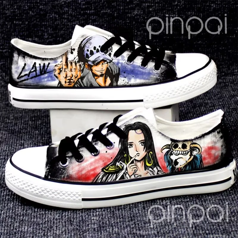 

spring One Piece Spring and Autumn Low-Top Canvas Shoes Reflective Breathable Sneakers Monkey D Luffy Graffiti Print Sneakers
