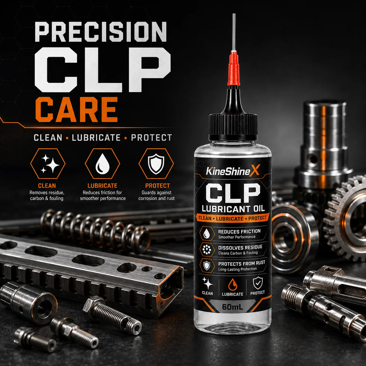 CLP Gun Cleaner Lubricant and Protectant Oil with Precision Needle, Carbon Residue Remover and Rust Protection for Shooting Equi