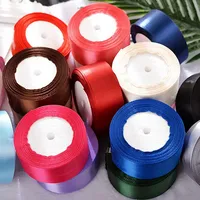 Christmas Halloween Wedding Party Decoration Satin Ribbons White Beige Blue Red Green Purple Orange Yellow Silk Ribbons Fitas