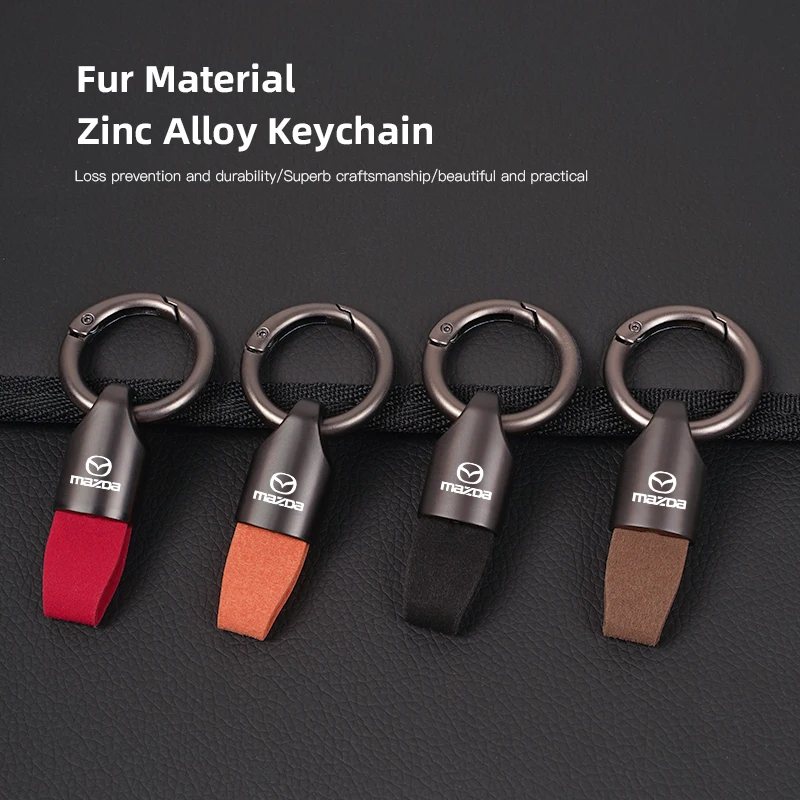 Car Logo Keychain Suede Key Chain Metal Keyring Decoration For Mazda 2 3 6 5 Atenza CX30 CX90 CX60 CX50 MX30 CX3 CX5 MX5 CX7 Axe