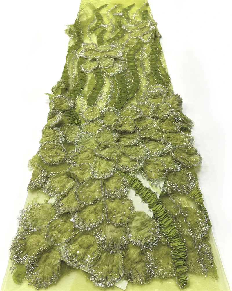 

Африканское кружевное полотно с бисером, 3D вышивкой и пайетками, роскошное, во французском стиле, высококачественное, для пошива платьев, нигерийская мода