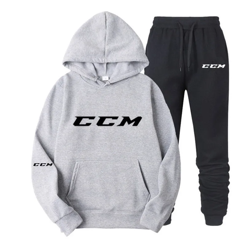 CCM 2024 Spring and Autumn Men\'s Outdoor Sports and Leisure Hoodie+Sports Pants Set