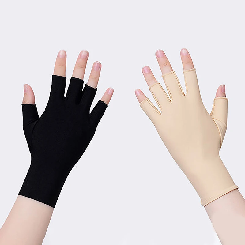 Summer Ice Silk Half Fingers Gloves Women Breathable Thin Fingerless Gloves Outdoor Riding Driving Gloves Sunscreen Mittens