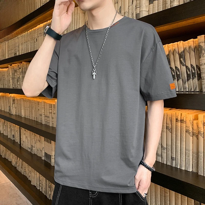 

Men's ort Sve T-irt Pure Cotton Casual Summer Top Trendy Loose Fit Anti-Wrinkle oulder Sve Youth Faion