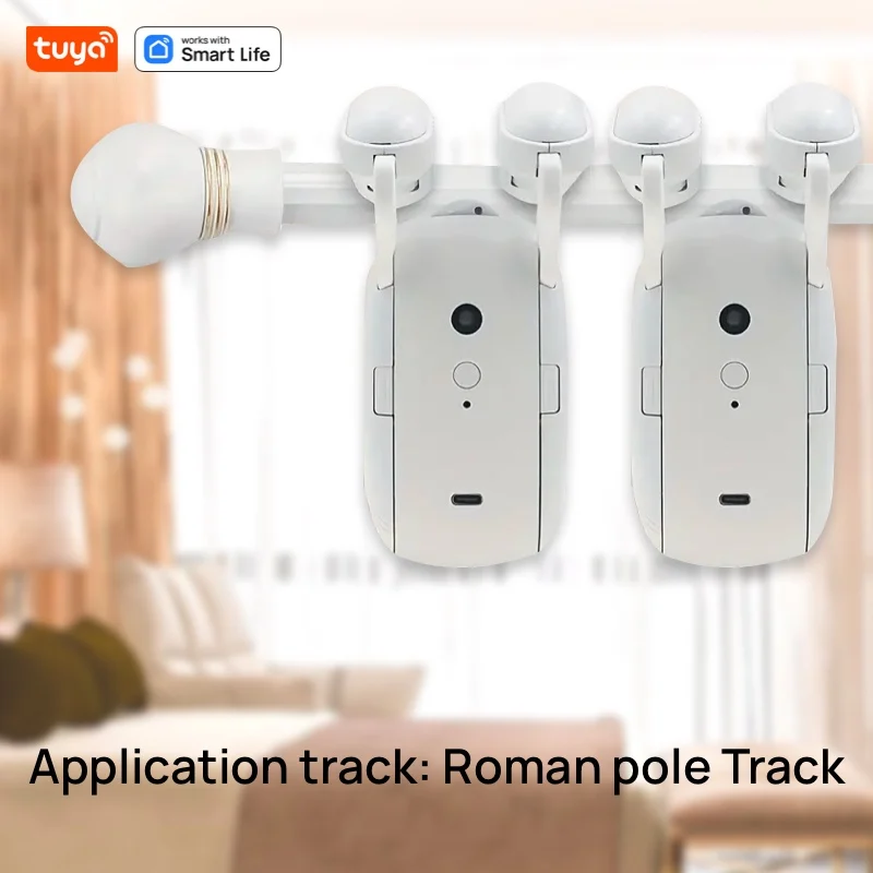 2PCS Bluetooth Tuya Smart Curtain Robot Roman Rod Track ,Delivery Does Not Include Remote Control, APP Control