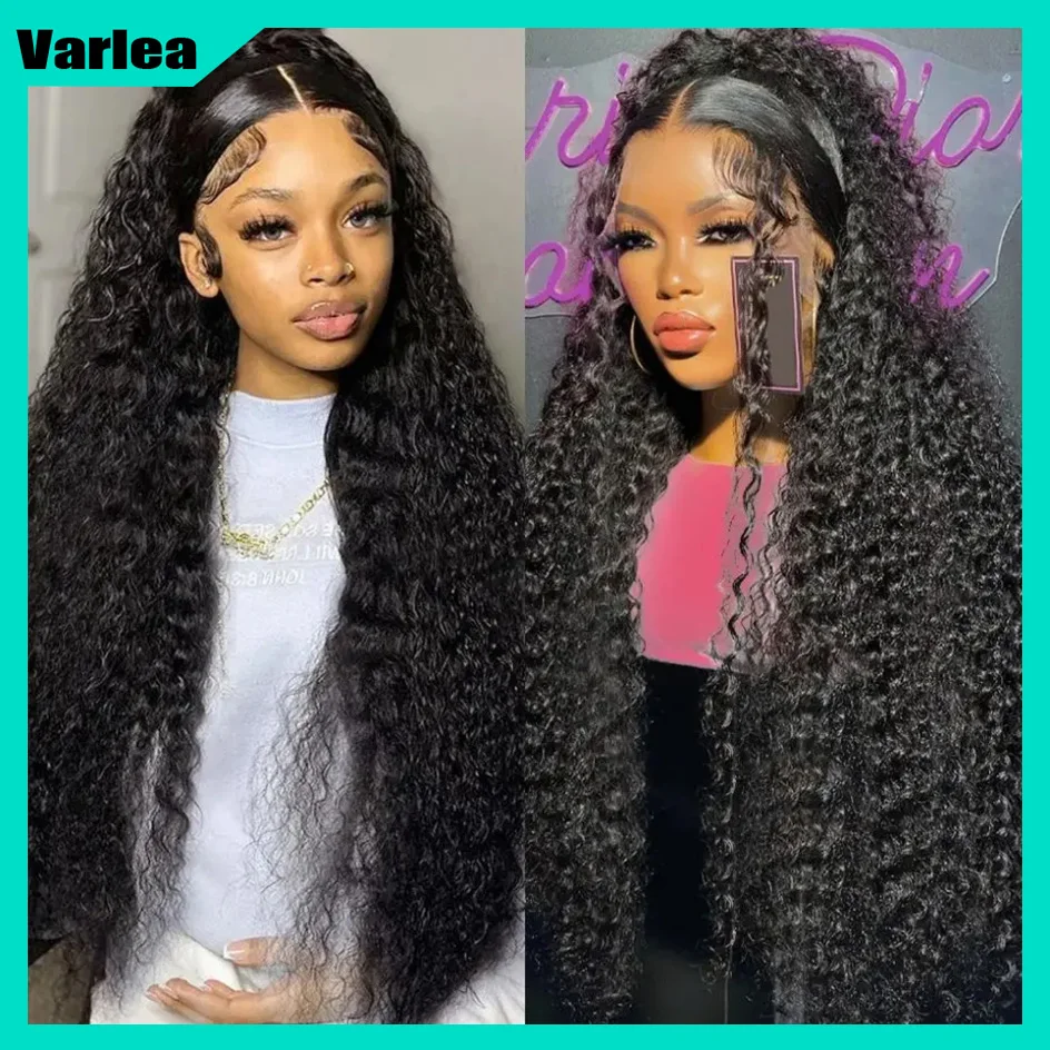 Varlea 200% Density Deep Wave Wigs Black Wig Curly Hd Lace Wig 13x6 Human Hair Water Wave Lace Front Wig 13x4 Hd Lace Frontal