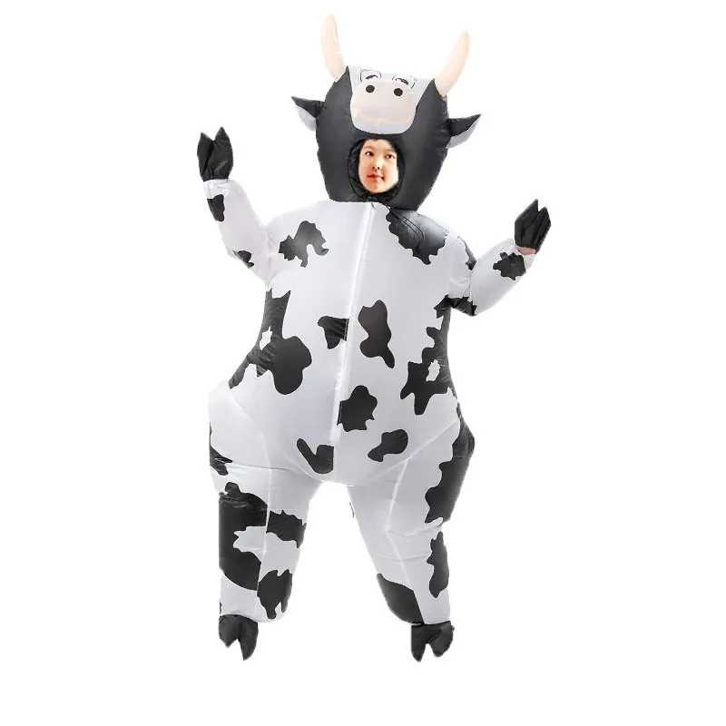 زي بقرة قابل للنفخ، مجموعة أداء تنكري لحفلة الهالوين للعب الأدوار على شكل حيوانات