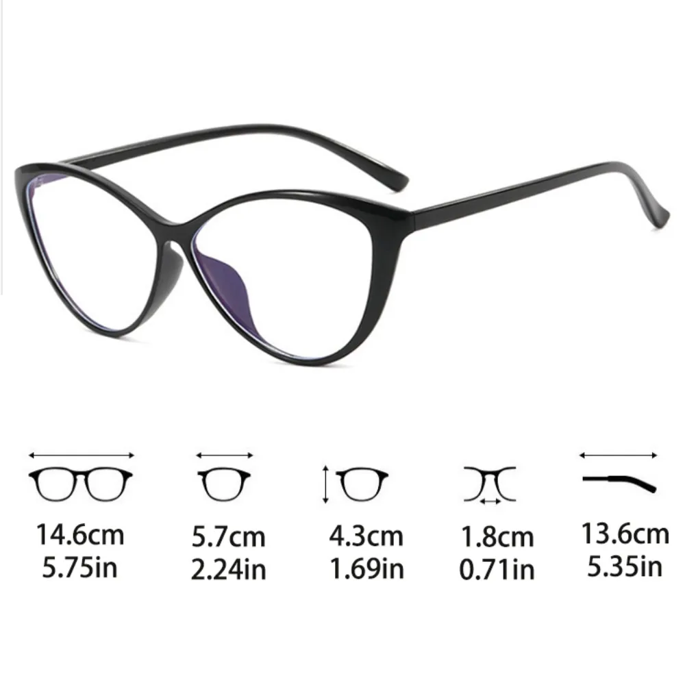 Spectacle Lens Power 0 To -400 Anti Blue-ray Nearsighted Glasses Large Frame Vision Care Computer Eyeglasses Cat Eye Frame