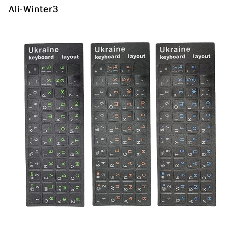 

【WY】Наклейки на украинскую клавиатуру с украинским алфавитом на черном фоне, прочные, для ПК, ноутбуков, аксессуары для компьютерных клавиатур