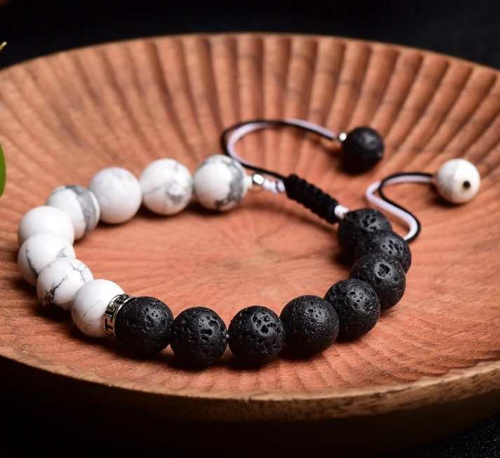 European White turquoise volcanic stone bracelet couple fashion bracelet female personalized planet bracelet gift for boyfriend