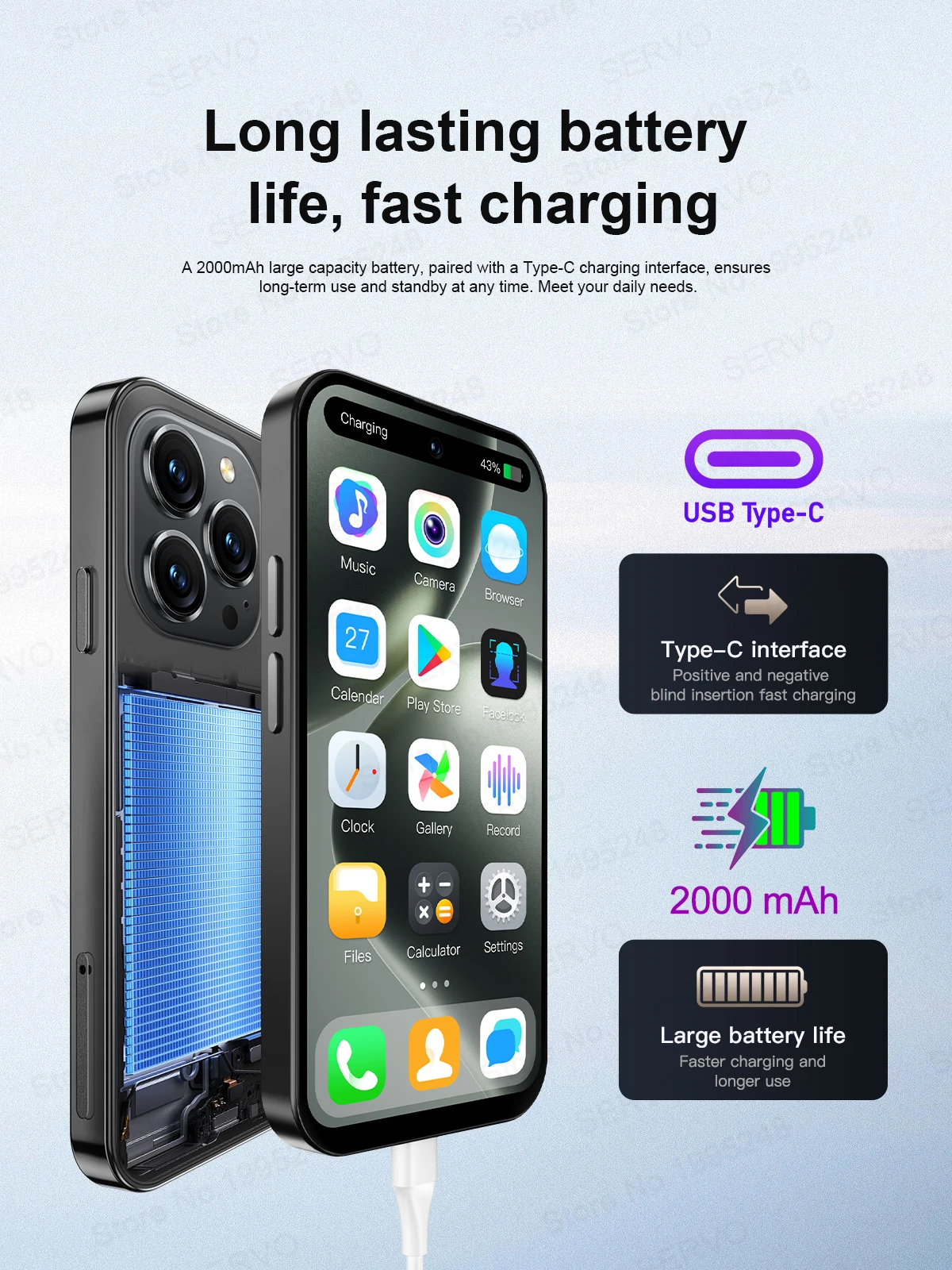 SERVO S16 Mini 4G LTE Smartphone Android 12 Dual SIM 16GB/64GB ROM Facial Unlock WiFi GPS Play Store Pocket Small Mobile Phone
