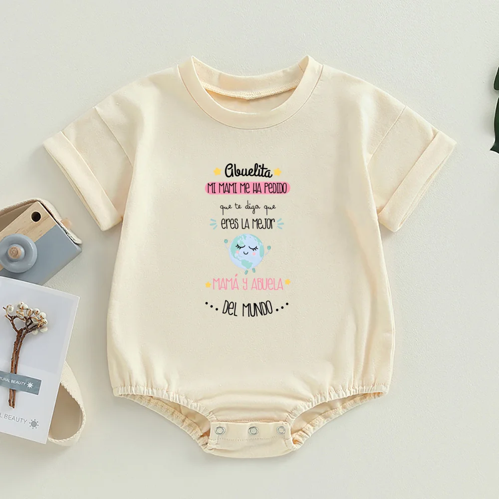 You Are The Best Mother and Grandmother in The World Baby Bubble Romper Short Sleeve Oversize T-shirt Romper Mothers Day Gift