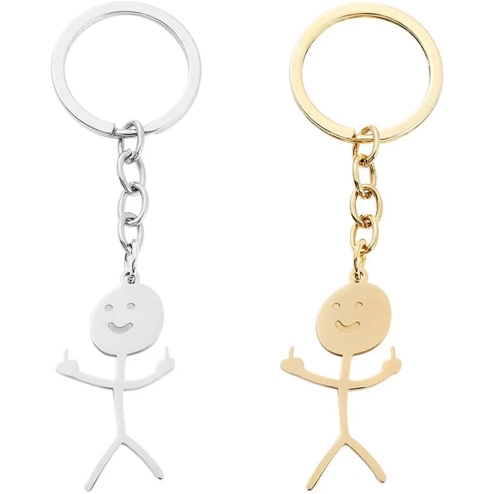 For 2 Piece Set Smile Silver Middle Finger Keychain Friendship Pendant Men, Keychain Is Woman Friendship White, 8.9*6.3cm