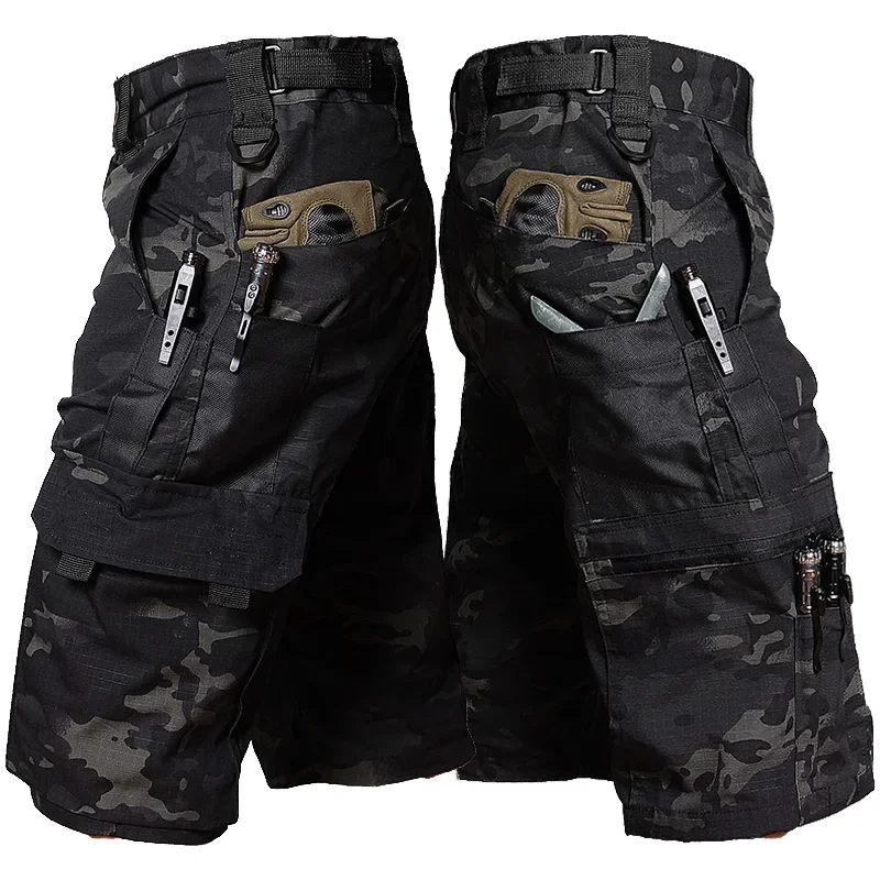 Military Cargo Shorts Men Summer Thin Multi-pocket Wear-resistant Short Pants New Outdoor Army Waterproof Hiking Fishing Shorts