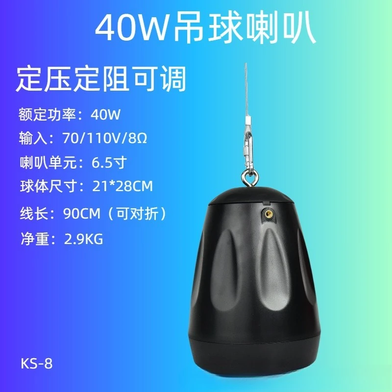40W coaxial hanging ball speaker, constant voltage and constant resistance, adjustable volume, hanging ball audio, hanging ball