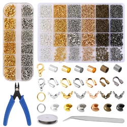 Crimp Beads Covers Kit with Bead Crimping Pliers Tool Brass Crimp Beads Tips Knot Covers Kit for for Jewelry Making DIY Craft