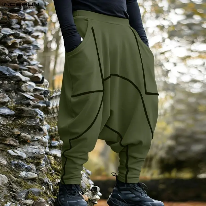 

Мужские брюки INCERUN: модные джоггеры с эластичным поясом, свободные брюки-джоггеры с заниженной проймой, уличная мода 2026, повседневные мужские брюки S-5XL