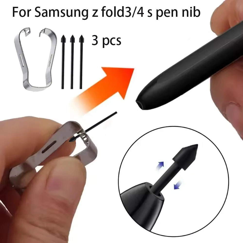 [3pcs Pack] For Galaxy Z Fold 3 4 Black Replacement Stylus Pen Tip S Pen Nibs Parts For Samsung Galaxy Z fold 3/4 Touch Pen