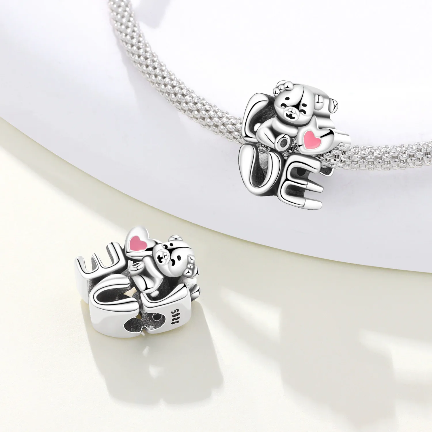 Orstarry 925 Sterling Silver Little Bear Love Beads Fit Bracelets Decoration DIY Birthday Party Gift Jewelry Bracelets Accessory