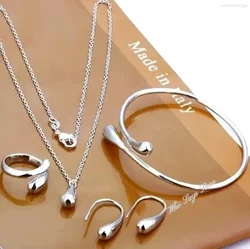 4pcs/set Fashion Needle Earrings Ring Bracelet Set Vintage Personality Womens Water Drop Four-piece Jewelry Set for Women Gift