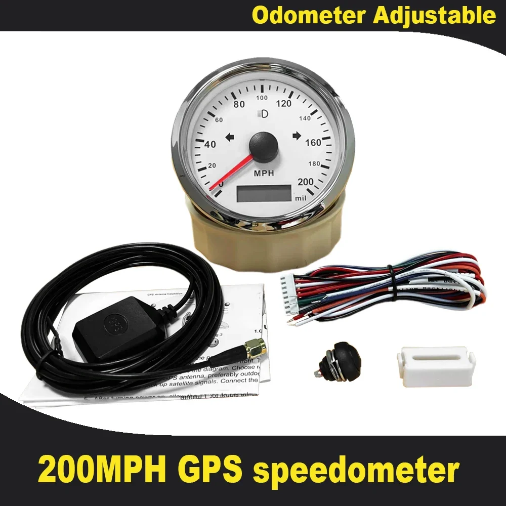 New Waterproof 85mm GPS Speedometer 125km/h 160km/h 200km/h for Car Motorcycle UTV Total Mileage Adjustable 12V 24V