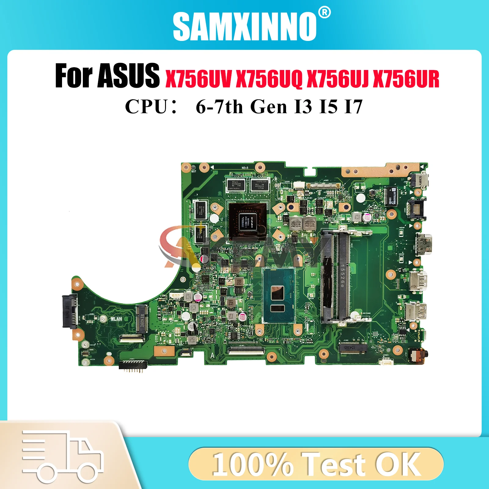 

X756UX Материнская плата для ноутбука ASUS X756UQK X756U X756UQ X756UJ A756U X756UAK X756UR X756UXM X756UV Материнская плата с процессором I3 I5 I7