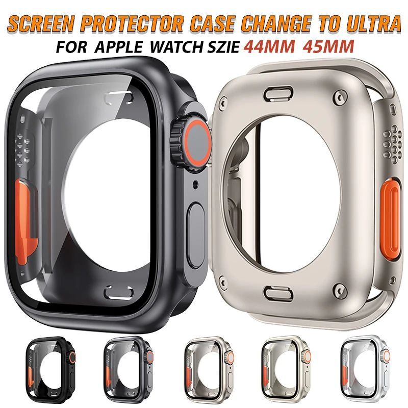 

Upgrade To Ultra HD Screen Protector Cover for Apple Watch 9 8 7 45mm for iwatch Series 6 5SE 44mm Change To Ultra Full Coverage