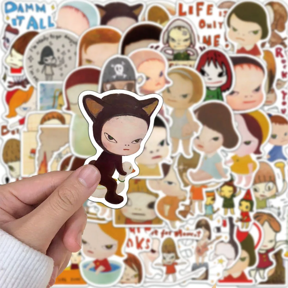 50Pcs Yoshitomo Nara Stickers Cartoon Manga Stickers Scrapbook Mobile Luggage Skateboarding Waterproof Graffiti DIY Stickers