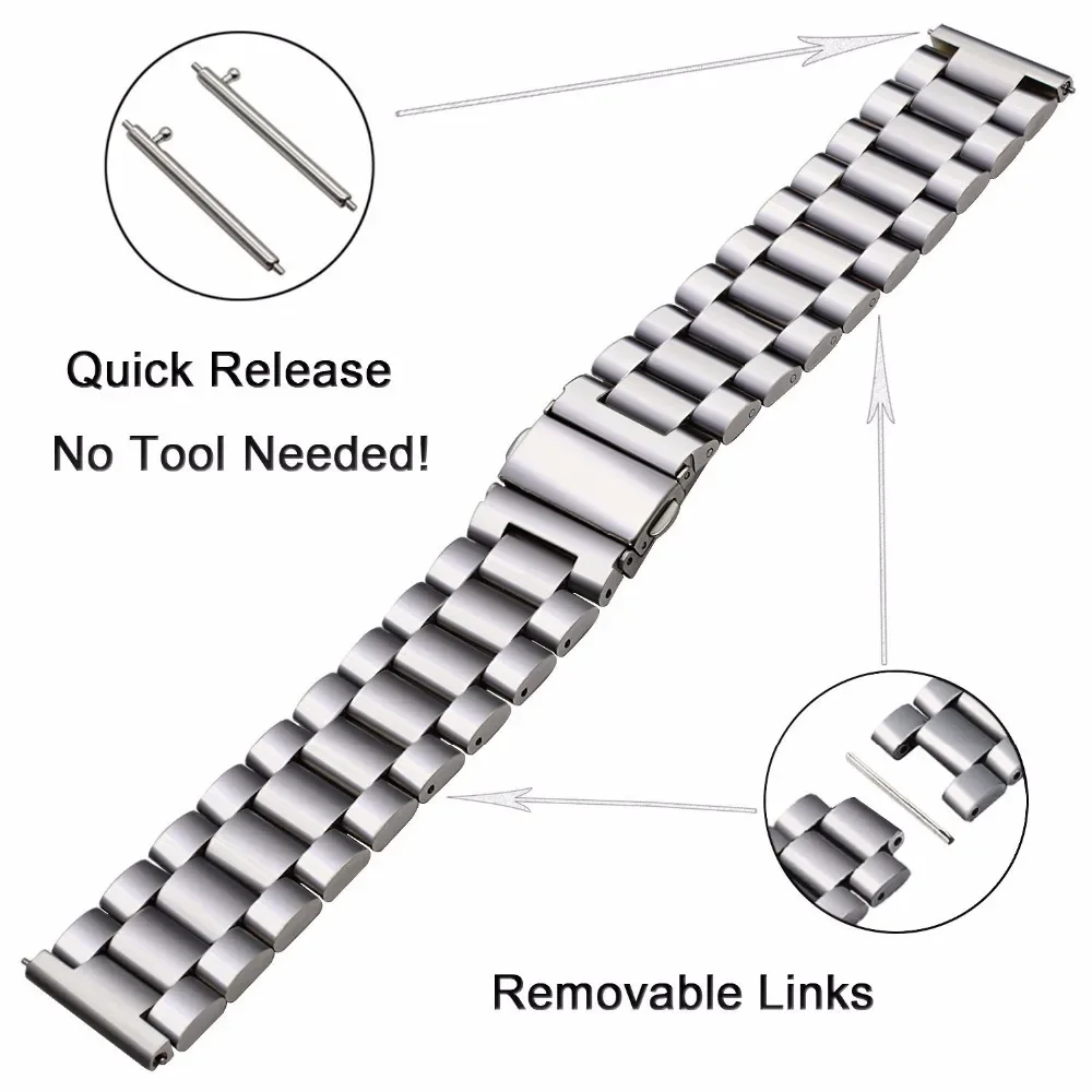 22mm 20mm Stainless Steel Watch Band Strap for SAMSUNG Galaxy Watch 42 46mm GEAR S3 Active 2 Classic for Galaxy Watch 3 Correas