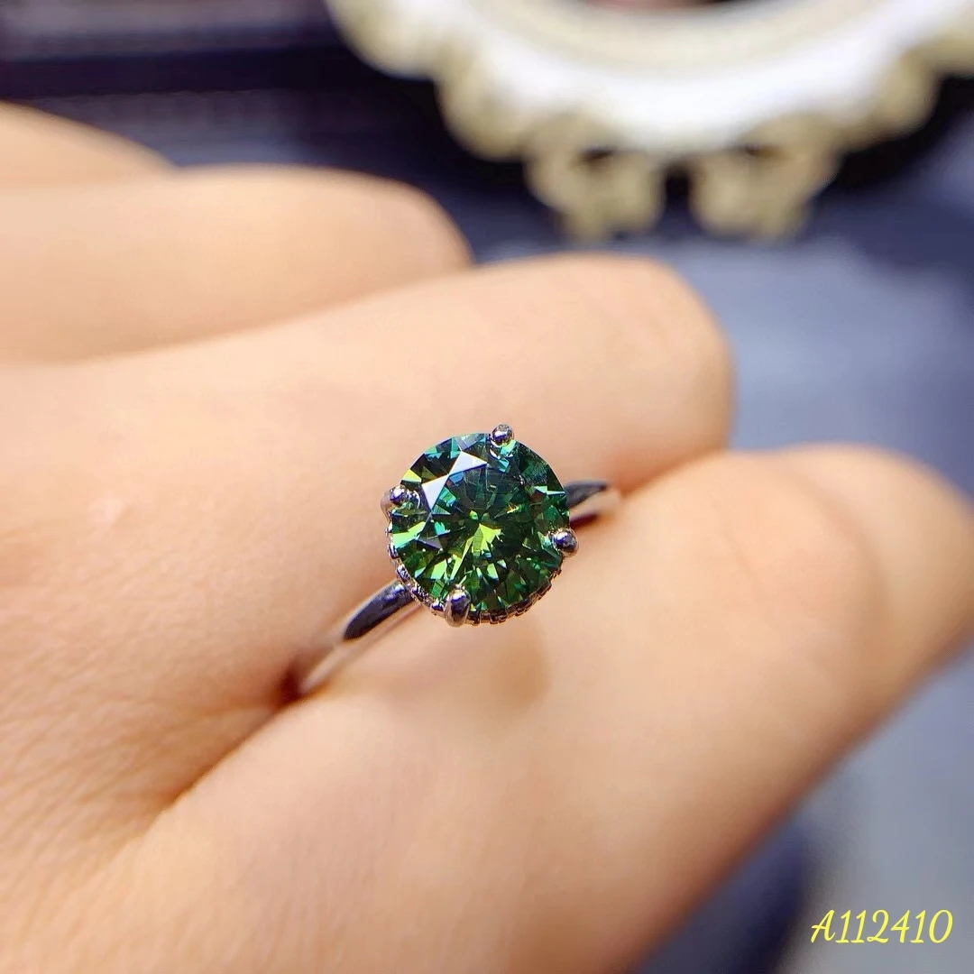 

Женское ювелирное украшение: классическое кольцо из серебра 925 пробы с зеленым мозамбикским бриллиантом, чистота VVS1, с сертификатом GRA