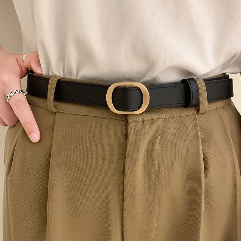 Korean Style No-Hole Belt for Women, Adjustable Jeans Belt, Simple and Versatile Student Fashion Accessory for Casual and