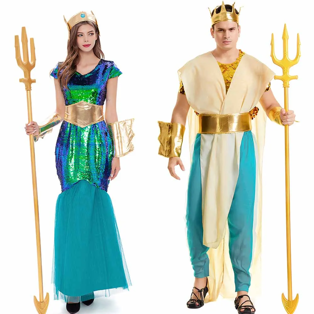 Sea King cosplay Costume Ocean Fairy Mermaid Queen Costume P