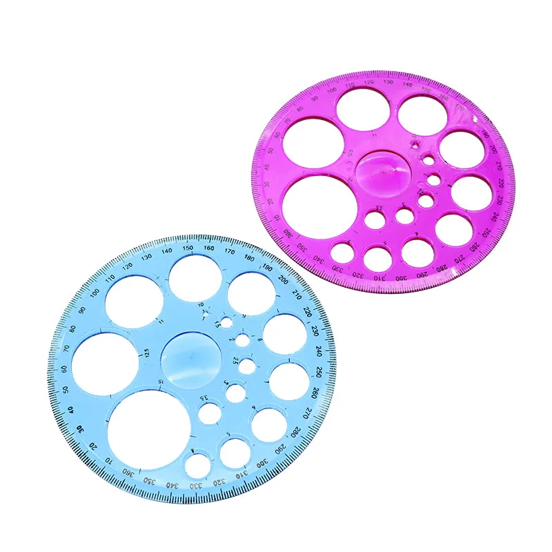 Regla de plantilla redonda para oficina, molde de dibujo en relieve, regla Circular de 360 grados, 1 unidad, nueva herramienta