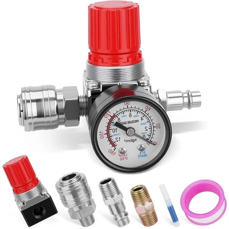 2026 New Standard Pressure Regulator, 1/4 Inch, 3-Hole Design, Compressed Air, 175 PSI- Pressure Regulator