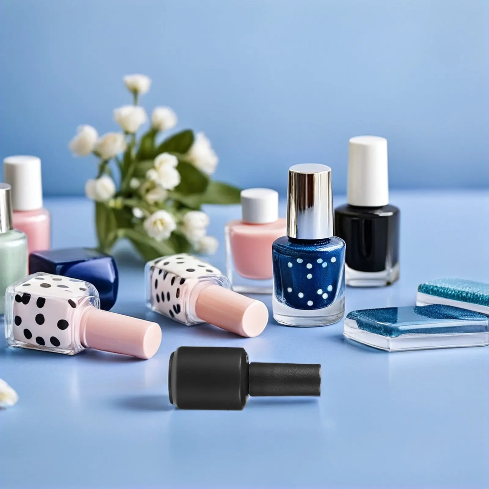 10Pcs Lightweight Compact Glass Nail Polish Bottles Reusable Empty Nail Gel Containers Lids for Essential Oil Tea