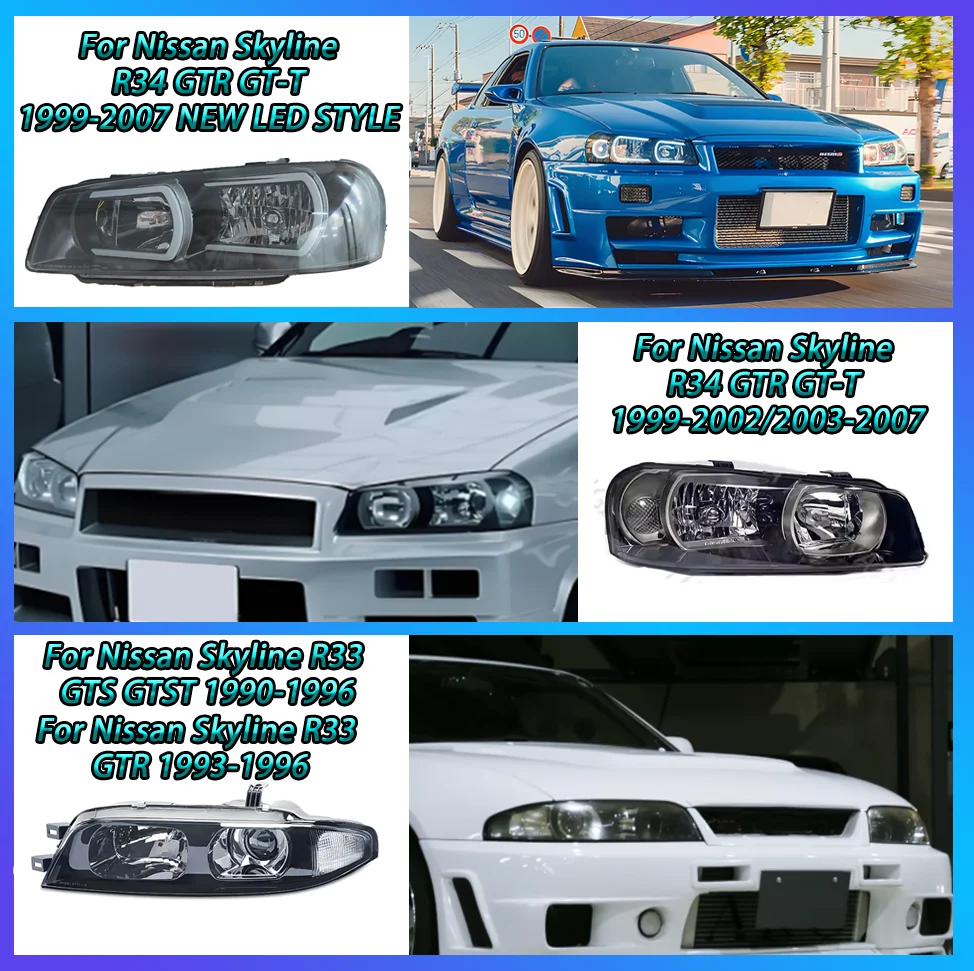Высококачественная фара для Nissan Skyline R33 GTS GTST 1990-1998 серии 1 и серии 3 (не для GTR) Светодиодная фара 90-98